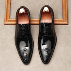 Men's 3D Crocodile Patent Derby: Stylish Wedding Formal Dress Shoesyes
