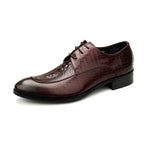 Men's 3D Crocodile Pointed Derby: Stylish Groomsmen Wedding Shoesyes