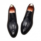 Men's 3D Crocodile Pointed Derby: Stylish Groomsmen Wedding Shoesyes