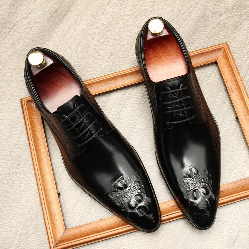 Men's 3D Crocodile Relief Derby: Stylish Wedding Formal Dress Shoesyes