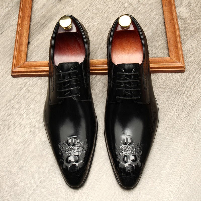 Men's 3D Crocodile Relief Derby: Stylish Wedding Formal Dress Shoesyes