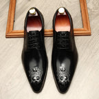 Men's 3D Crocodile Relief Derby: Stylish Wedding Formal Dress Shoesyes