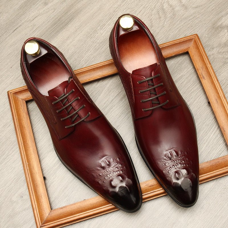 Men's 3D Crocodile Relief Derby: Stylish Wedding Formal Dress Shoesyes