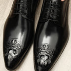 Men's 3D Crocodile Relief Derby: Stylish Wedding Formal Dress Shoesyes
