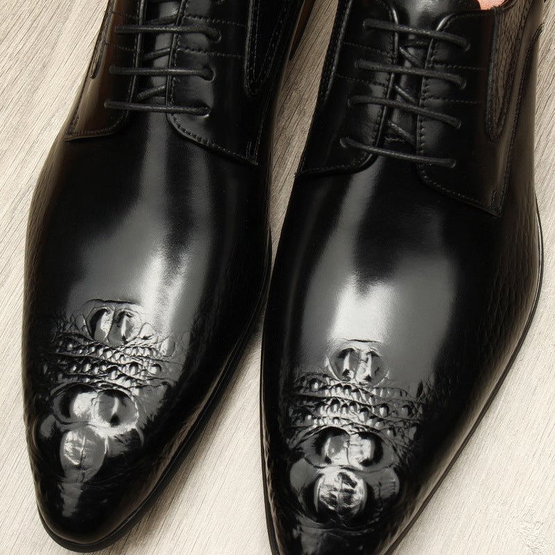 Men's 3D Crocodile Relief Derby: Stylish Wedding Formal Dress Shoesyes