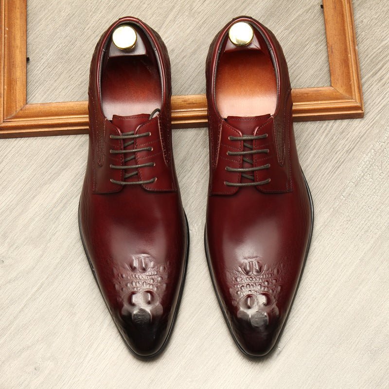 Men's 3D Crocodile Relief Derby: Stylish Wedding Formal Dress Shoesyes