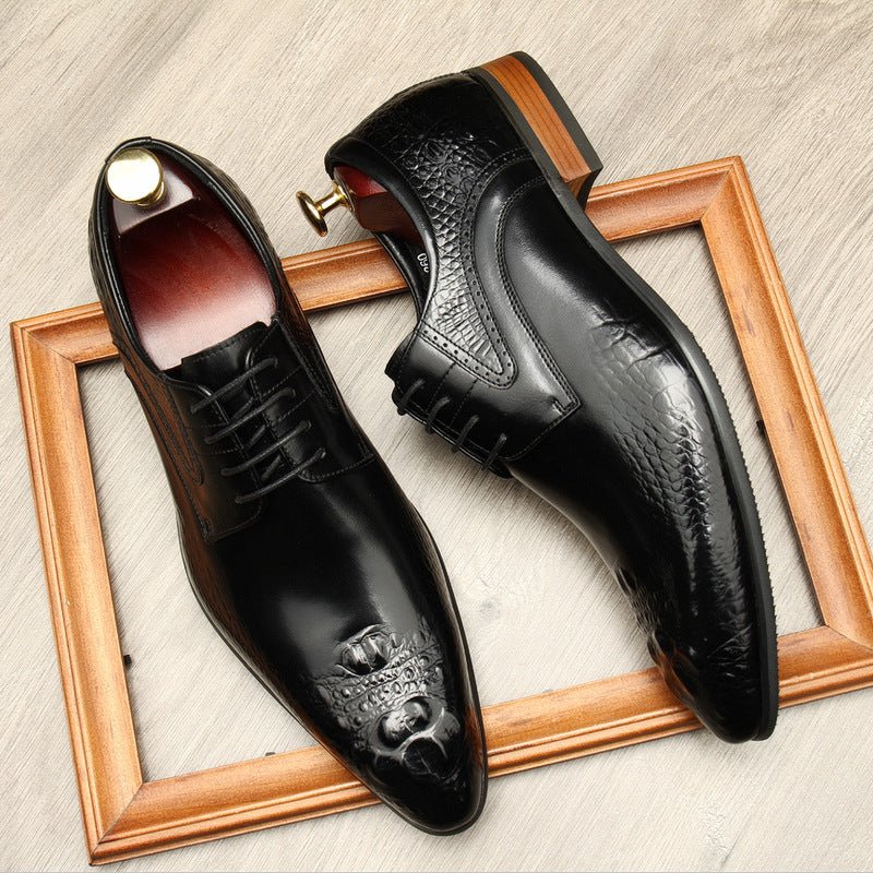 Men's 3D Crocodile Relief Derby: Stylish Wedding Formal Dress Shoesyes