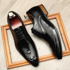 Men's 3D Crocodile Relief Derby: Stylish Wedding Formal Dress Shoesyes