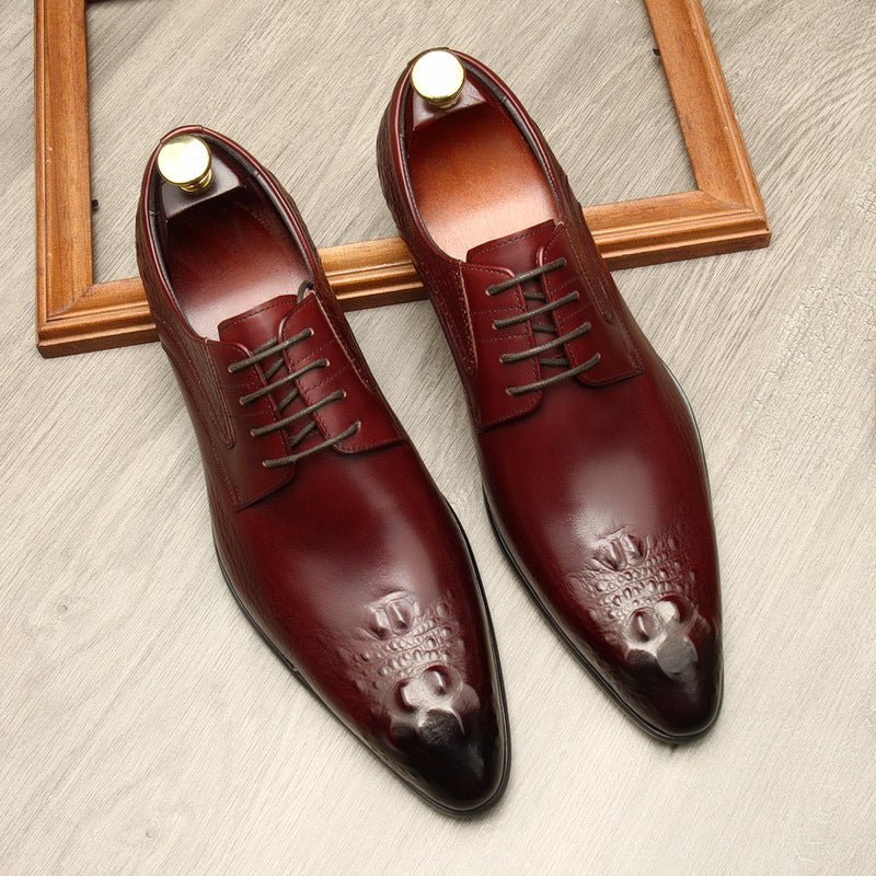 Men's 3D Crocodile Relief Derby: Stylish Wedding Formal Dress Shoesyes