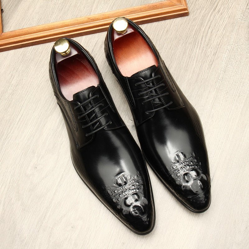 Men's 3D Crocodile Relief Derby: Stylish Wedding Formal Dress Shoesyes