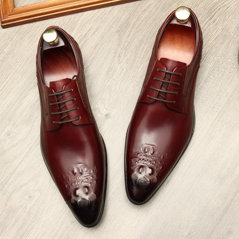 Men's 3D Crocodile Relief Derby: Stylish Wedding Formal Dress Shoesyes