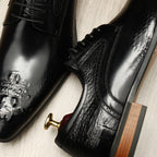 Men's 3D Crocodile Relief Derby: Stylish Wedding Formal Dress Shoesyes