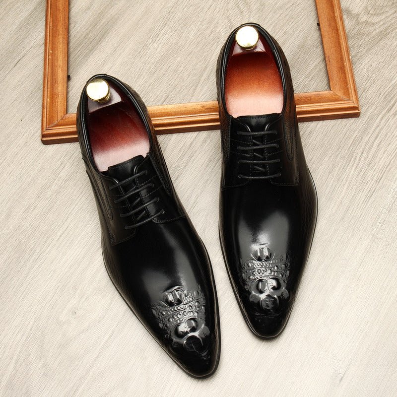 Men's 3D Crocodile Relief Derby: Stylish Wedding Formal Dress Shoesyes