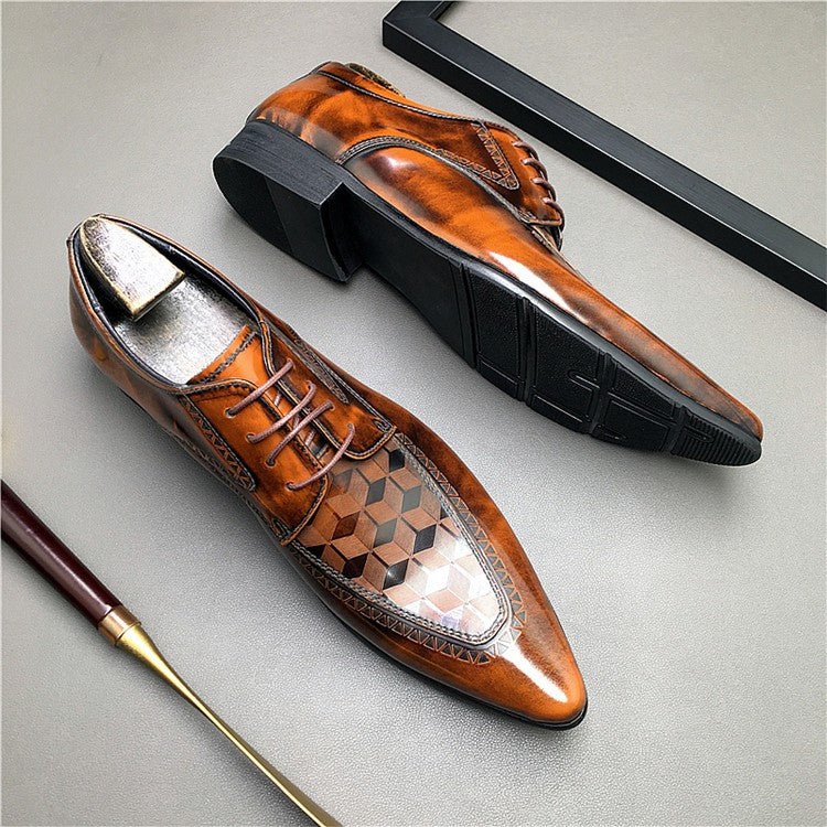 Men's 3D Geometric Derby Shoes: Stylish Party Formal Dress Shoesyes
