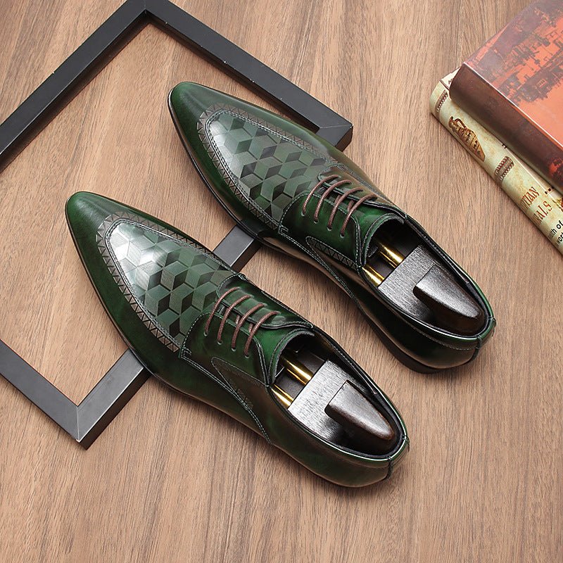 Men's 3D Geometric Derby Shoes: Stylish Party Formal Dress Shoesyes
