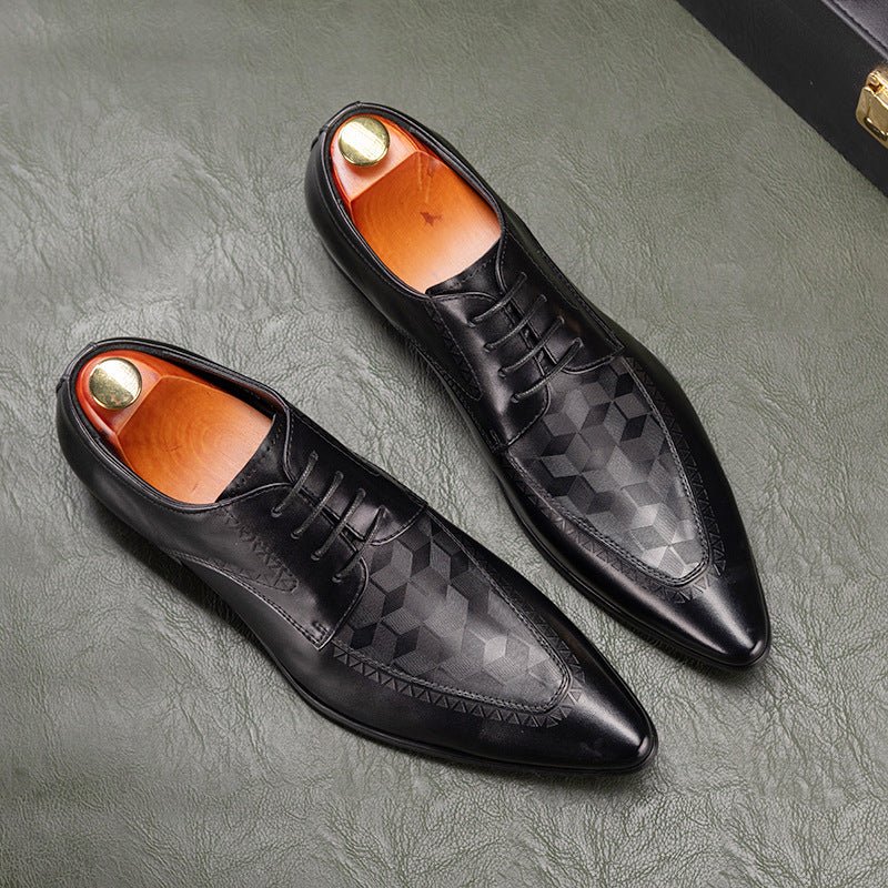 Men's 3D Geometric Derby Shoes: Stylish Party Formal Dress Shoesyes