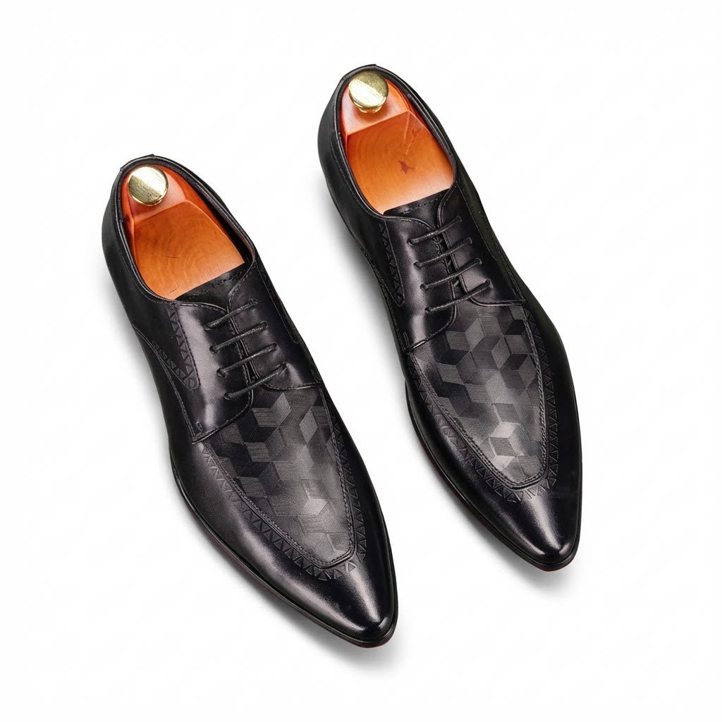Men's 3D Geometric Derby Shoes: Stylish Party Formal Dress Shoesyes