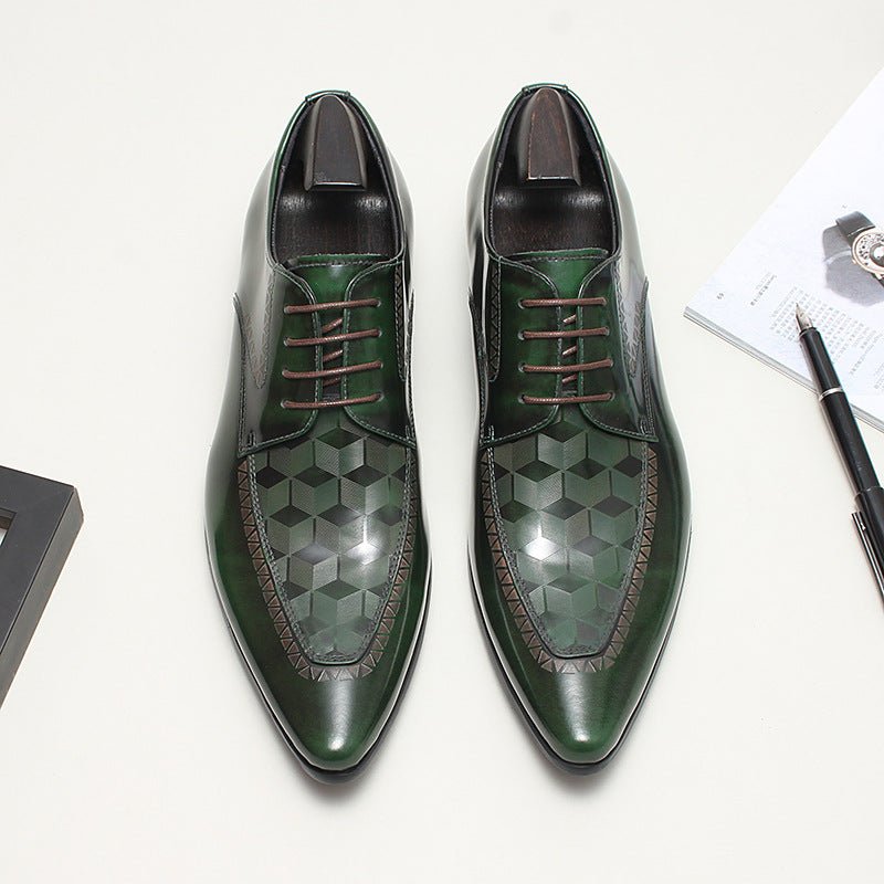 Men's 3D Geometric Derby Shoes: Stylish Party Formal Dress Shoesyes