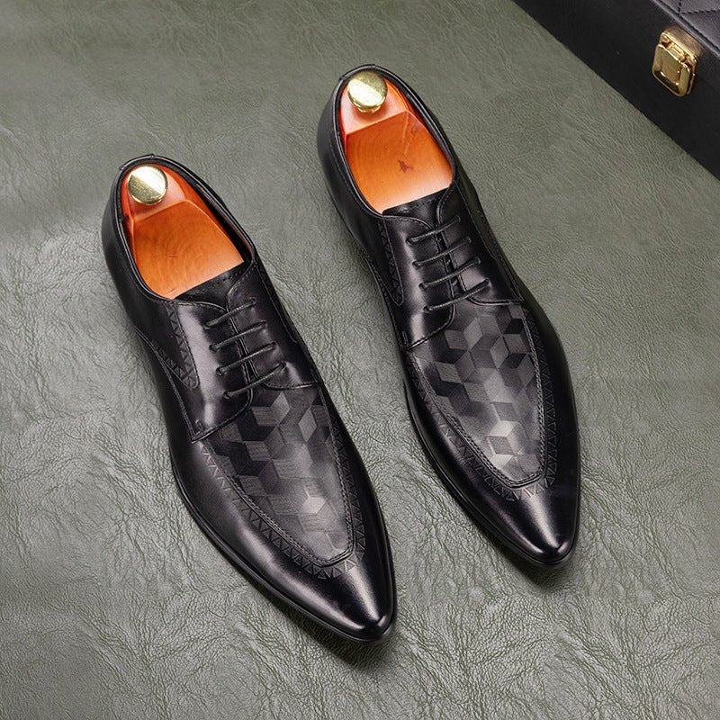Men's 3D Geometric Derby Shoes: Stylish Party Formal Dress Shoesyes
