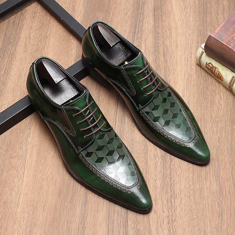 Men's 3D Geometric Derby Shoes: Stylish Party Formal Dress Shoesyes