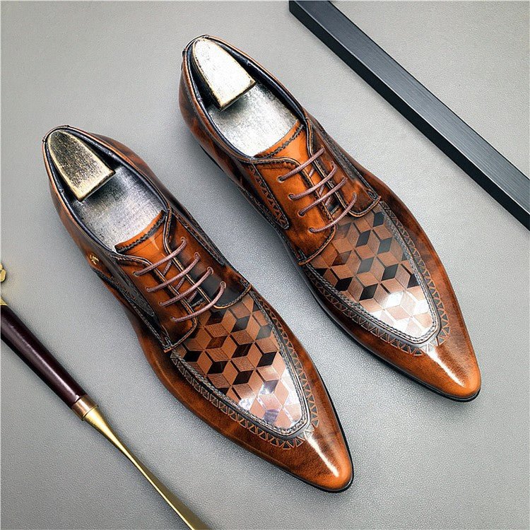 Men's 3D Geometric Derby Shoes: Stylish Party Formal Dress Shoesyes