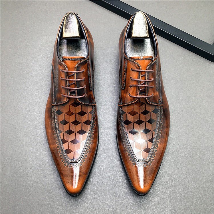 Men's 3D Geometric Derby Shoes: Stylish Party Formal Dress Shoesyes