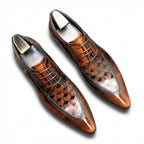Men's 3D Geometric Derby Shoes: Stylish Party Formal Dress Shoesyes