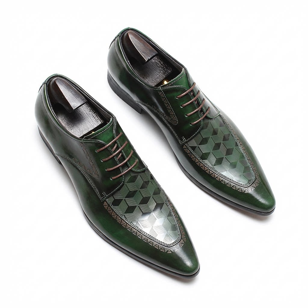 Men's 3D Geometric Derby Shoes: Stylish Party Formal Dress Shoesyes