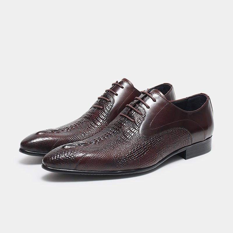 Men's Backbone Embossed Oxfords: Dashing Fashion Prom Dress Shoesyes