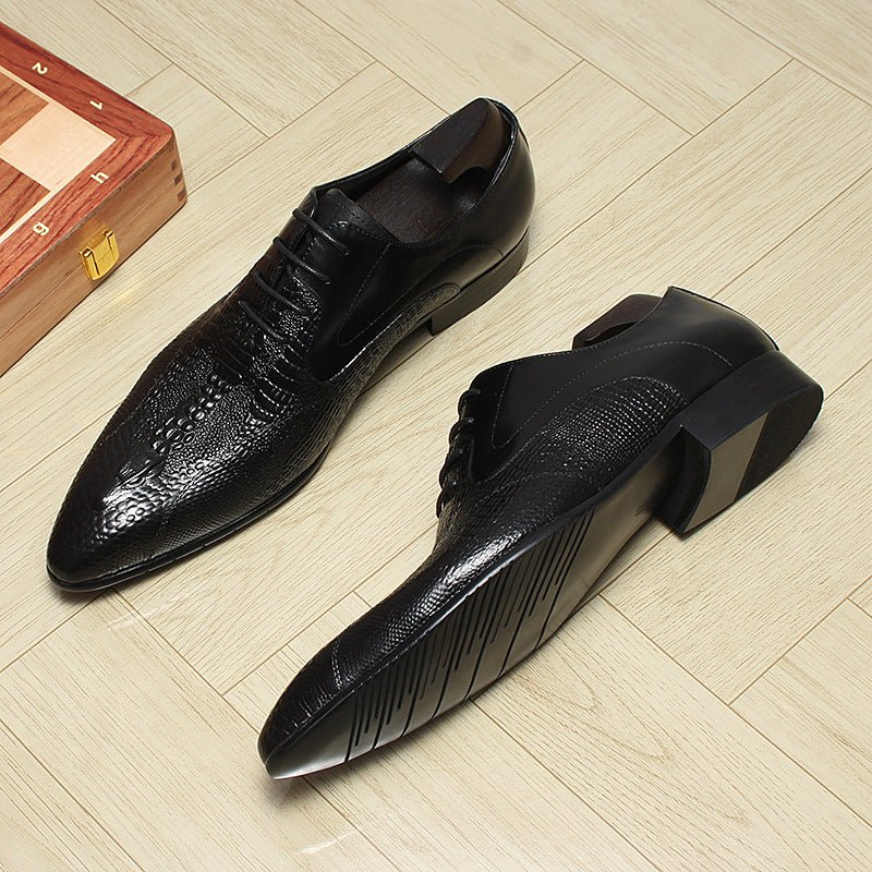 Men's Backbone Embossed Oxfords: Dashing Fashion Prom Dress Shoesyes