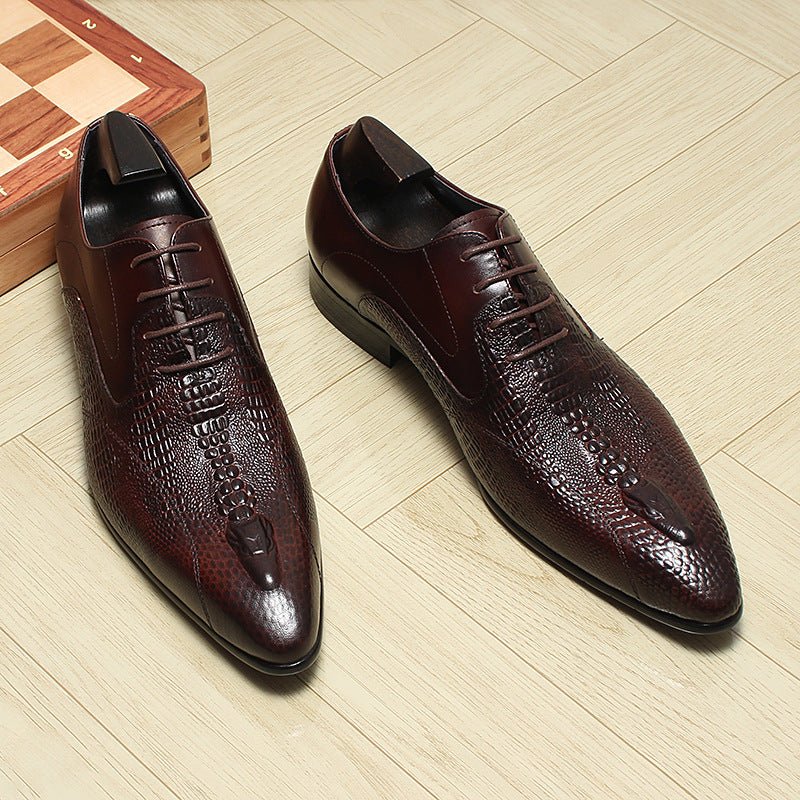 Men's Backbone Embossed Oxfords: Dashing Fashion Prom Dress Shoesyes