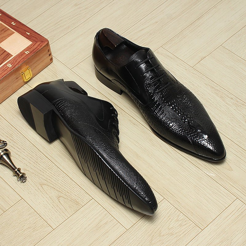 Men's Backbone Embossed Oxfords: Dashing Fashion Prom Dress Shoesyes