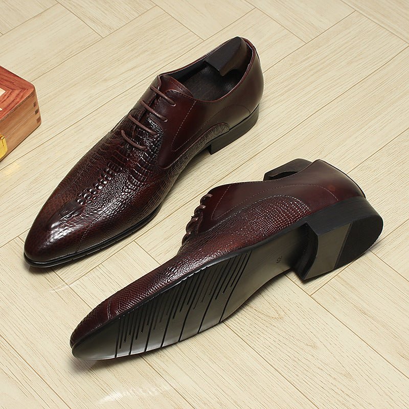 Men's Backbone Embossed Oxfords: Dashing Fashion Prom Dress Shoesyes