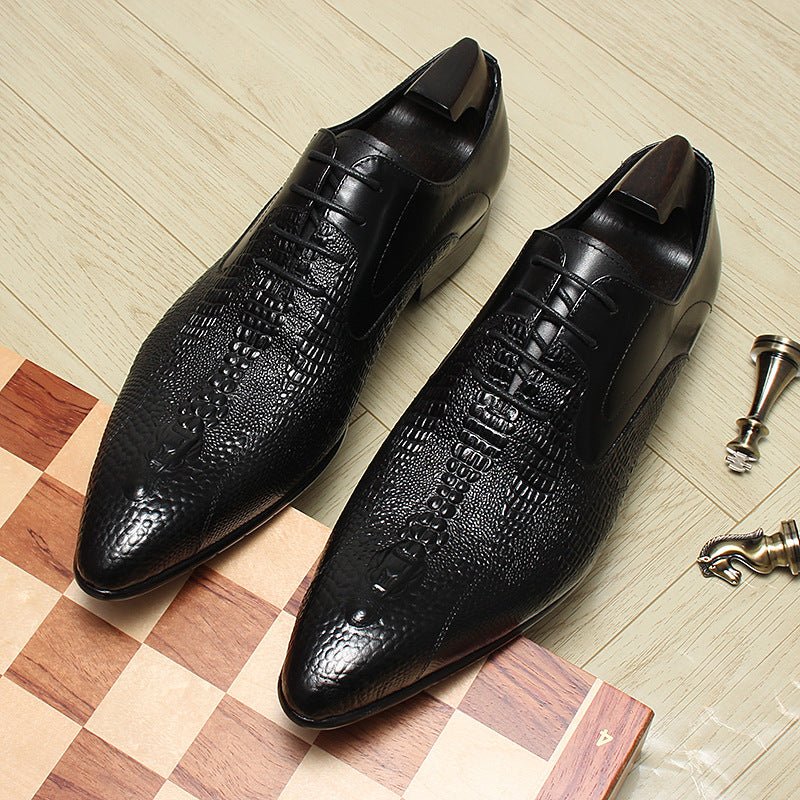 Men's Backbone Embossed Oxfords: Dashing Fashion Prom Dress Shoesyes