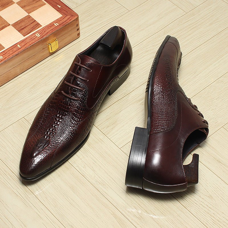 Men's Backbone Embossed Oxfords: Dashing Fashion Prom Dress Shoesyes