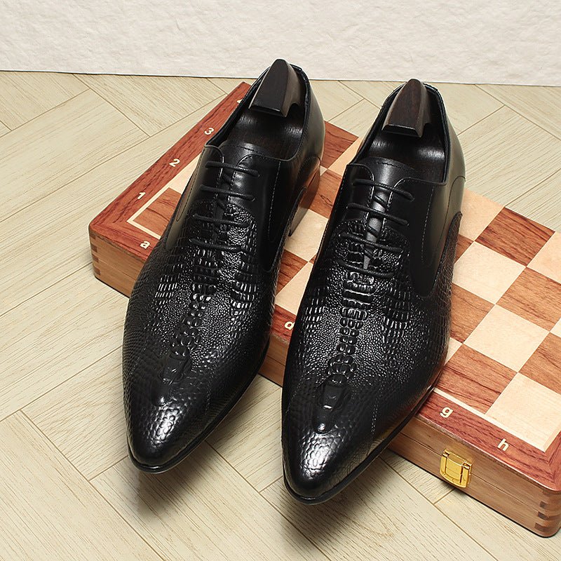 Men's Backbone Embossed Oxfords: Dashing Fashion Prom Dress Shoesyes