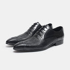 Men's Backbone Embossed Oxfords: Dashing Fashion Prom Dress Shoesyes