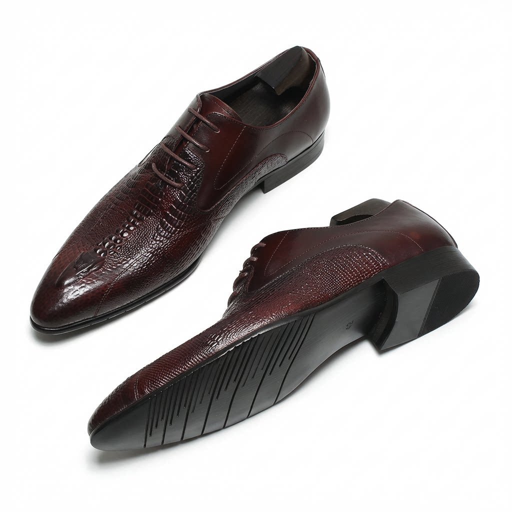 Men's Backbone Embossed Oxfords: Dashing Fashion Prom Dress Shoesyes