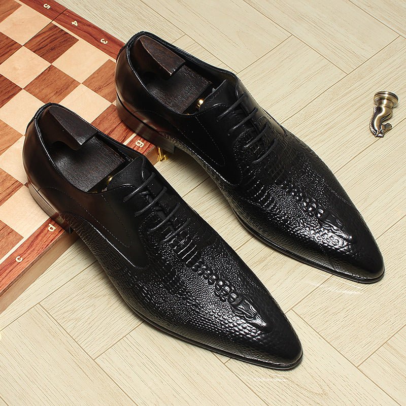 Men's Backbone Embossed Oxfords: Dashing Fashion Prom Dress Shoesyes