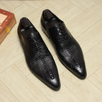 Men's Backbone Embossed Oxfords: Dashing Fashion Prom Dress Shoesyes