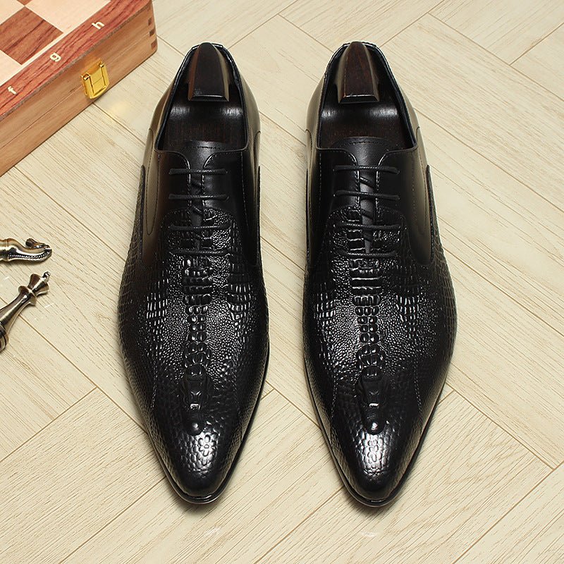 Men's Backbone Embossed Oxfords: Dashing Fashion Prom Dress Shoesyes