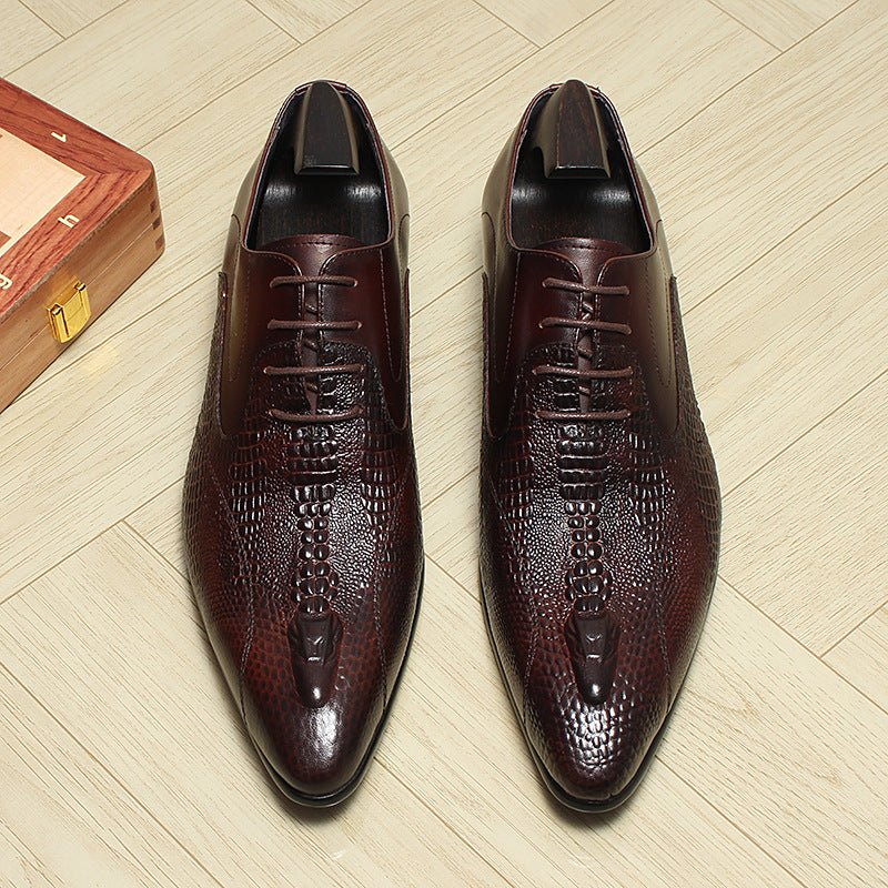 Men's Backbone Embossed Oxfords: Dashing Fashion Prom Dress Shoesyes