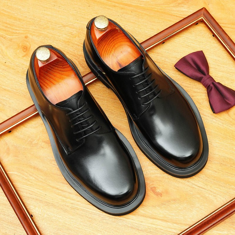 Men's Big Round Toe Derby: Fashion Chunky Sole Formal Dress