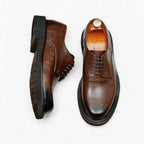 Men's Big Round Toe Derby: Fashion Chunky Sole Formal Dress
