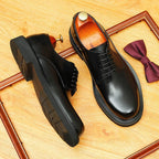 Men's Big Round Toe Derby: Fashion Chunky Sole Formal Dress