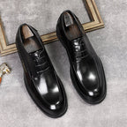 Men's Black Glossy Derby Shoes: Classic Wedding Formal Dress Shoesyes