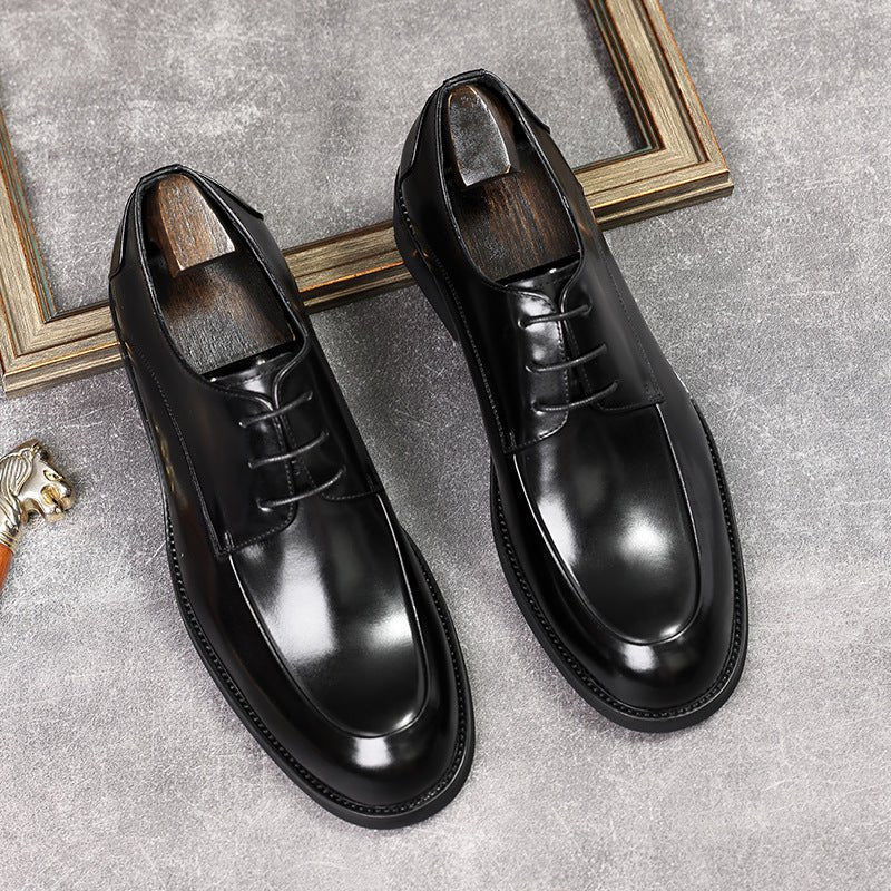 Men's Black Glossy Derby Shoes: Classic Wedding Formal Dress Shoesyes