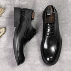 Men's Black Glossy Derby Shoes: Classic Wedding Formal Dress Shoesyes