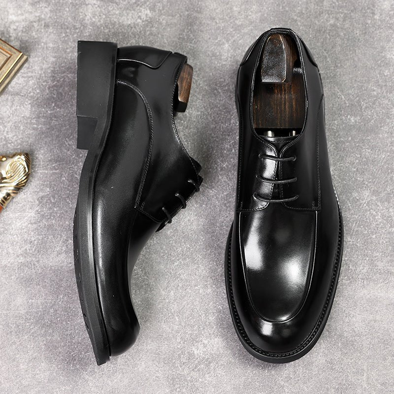 Men's Black Glossy Derby Shoes: Classic Wedding Formal Dress Shoesyes