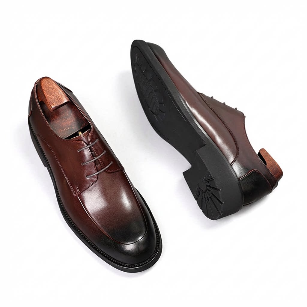 Men's Black Glossy Derby Shoes: Classic Wedding Formal Dress Shoesyes